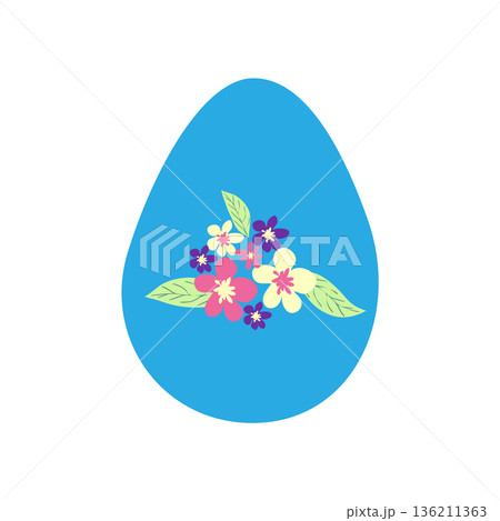 Easter egg with floral ornament, folk ornate illustration. Happy easter hand painted egg for spring holiday cards, tags Easter egg with floral ornament, folk ornate illustration. Happy easter hand painted egg for spring holiday cards, tags 136211363