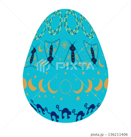 Easter Egg of magic symbols, celestial Astrological, magical and esoteric symbols. 136211406
