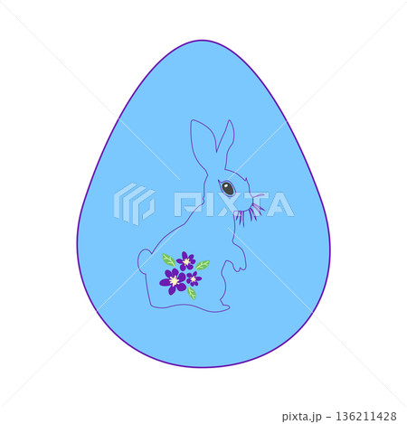 Easter egg with a painted Easter bunny. Kids egg games. He is risen, Happy Easter. Easter egg with a painted Easter bunny. Kids egg games. He is risen, Happy Easter. 136211428