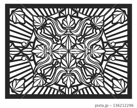 Laser cutting ornament. Radial pattern line art 136212296