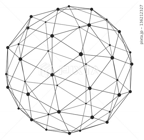 Wireframe sphere. Futuristic tech style line form 136212327