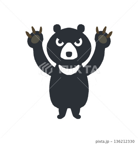 威嚇するツキノワグマのイラスト 怒り顔 注意喚起・危険表示 威嚇するツキノワグマのイラスト 怒り顔 注意喚起・危険表示 136212330