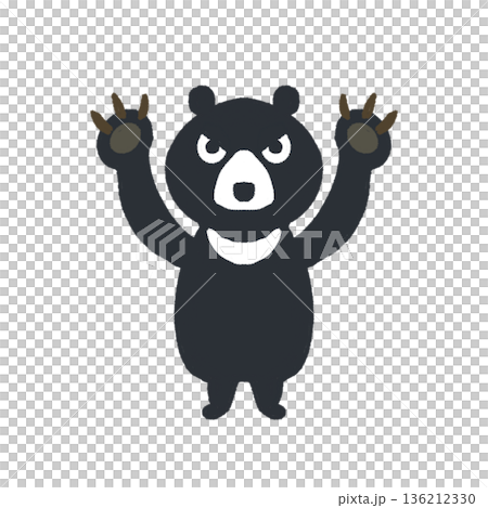 威嚇するツキノワグマのイラスト 怒り顔 注意喚起・危険表示 威嚇するツキノワグマのイラスト 怒り顔 注意喚起・危険表示 136212330