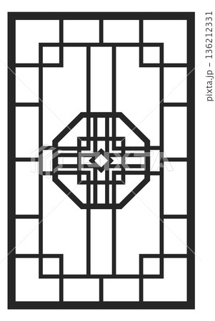 Geometric rectangle mosaic. Retro black line pattern 136212331