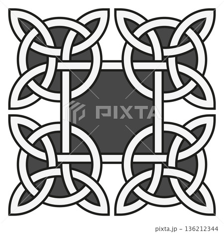 Square frame with celtic knot corners decorative elements Square frame with celtic knot corners decorative elements 136212344