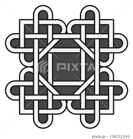 Medieval knot square frame. Ancient irish culture element 136212345