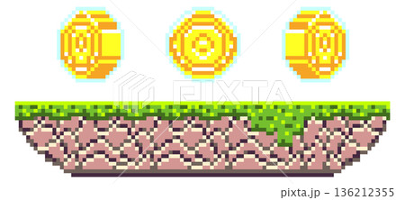 Arcade videogame 8 bit pixel level platform template Arcade videogame 8 bit pixel level platform template 136212355
