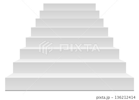 White stairs mockup. Realistic stand blank platform 136212414