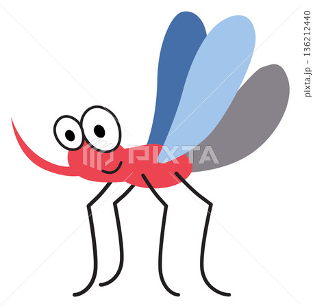 Mosquito color icon. Funny kid animal character Mosquito color icon. Funny kid animal character 136212440