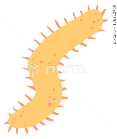 Centipede color icon. Yellow crawl insect mascot 136212450