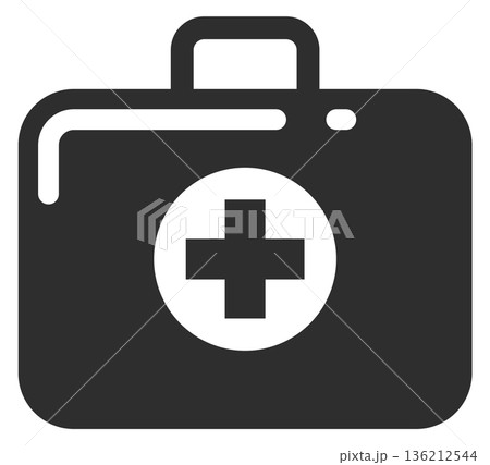 First aid black icon. Medical kit bag First aid black icon. Medical kit bag 136212544