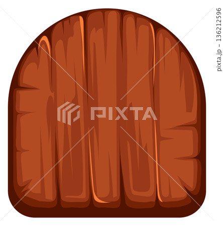Wooden door in cartoon game style. Old doorway Wooden door in cartoon game style. Old doorway 136212596