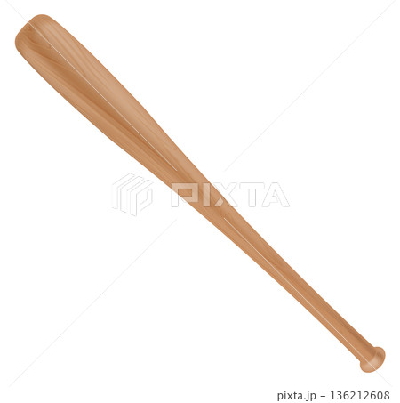 Baseball bat. Sport game symbol. Realistic wood Baseball bat. Sport game symbol. Realistic wood 136212608