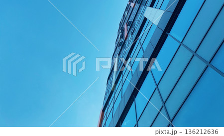 Office building. Glass skyscrapers in business center. Architecture, commercial real estate Office building. Glass skyscrapers in business center. Architecture, commercial real estate 136212636