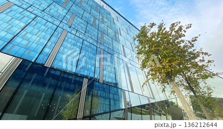 Office building. Glass skyscrapers in business center. Architecture, commercial real estate 136212644
