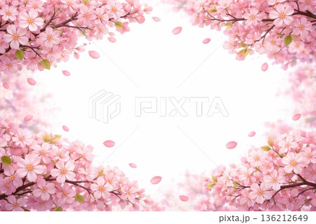 フレーム素材　満開の桜　SAKURA 春　フォトリアル 136212649