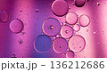 Vibrant abstract lilac purple oil and water bubble background for eye catching cosmetic photography 136212686