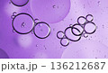 Vibrant abstract lilac purple oil and water bubble background for cosmetic photography banner 136212687