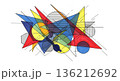 Artistic abstract illustration with geometric shapes and textures for enhanced visual appeal 136212692