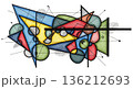 Hand drawn abstract illustration featuring geometric shapes and textures for visual impact 136212693