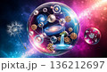 Surreal photographic exploration of the vibrant realm of molecules and atoms with unique elements 136212697