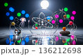 Surreal exploration of the vibrant realm of molecules and atoms featuring uncommon elements 136212698