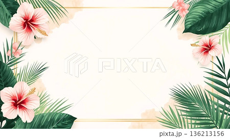 上品で穏やかな南国を表現したハイビスカス背景 136213156