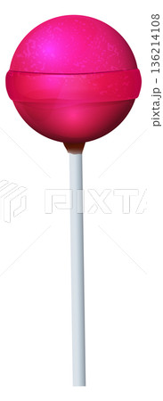 A pink lollipop with a white stick 136214108