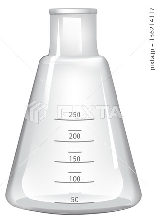 A glass beaker with a 250 ml measurement on the side A glass beaker with a 250 ml measurement on the side 136214117