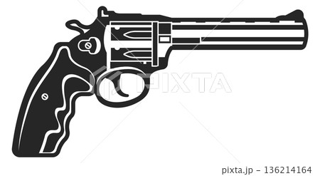 A black gun with a silver barrel 136214164