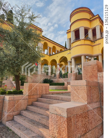 Yellow Building with Arches and Stairs Yellow Building with Arches and Stairs 136215129