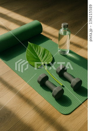Eco Friendly Yoga Mat With Green Leaf 021125 136215589