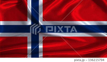 Norway flag with cloth textured background. National flag of Norway with realistic texture Norway flag with cloth textured background. National flag of Norway with realistic texture 136215794