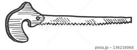 Compass saw hand drawn icon. Woodwork sketch 136216068