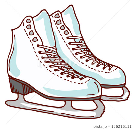 Figure skates hand drawn icon. Winter sport symbol Figure skates hand drawn icon. Winter sport symbol 136216111