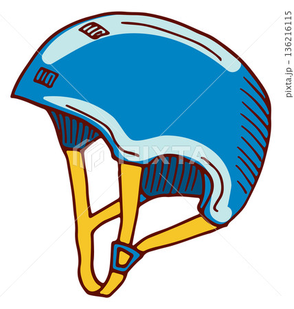 Bike helmet. Winter sport protection hand drawn color icon 136216115