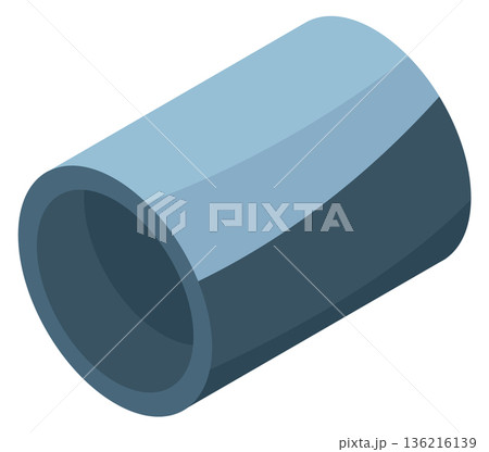 Metal pipe isometric icon. Industrial plumbing element 136216139