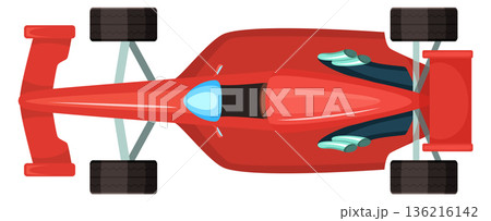 Speed race car top view. Rally circuit vehicle Speed race car top view. Rally circuit vehicle 136216142