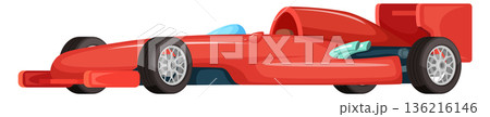 Racing car. Red fast sport bolide auto 136216146