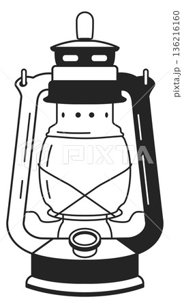 Kerosene lamp line icon. Camping lantern symbol 136216160