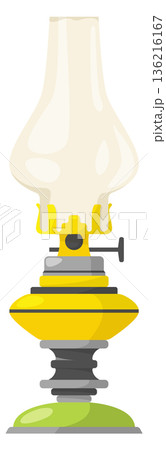Vintage gas lamp cartoon icon. Glass lantern 136216167