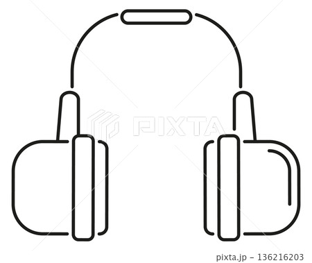 Earphones line icon. Ear noise protection symbol 136216203