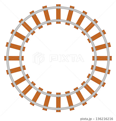 Round railroad top view. Track circle ring Round railroad top view. Track circle ring 136216216