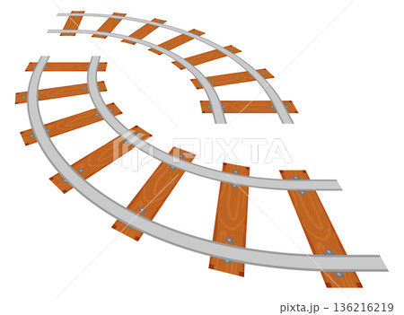 Railway turn element. Train track curved path Railway turn element. Train track curved path 136216219