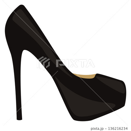 Stiletto black shoe. High heel footwear icon 136216234