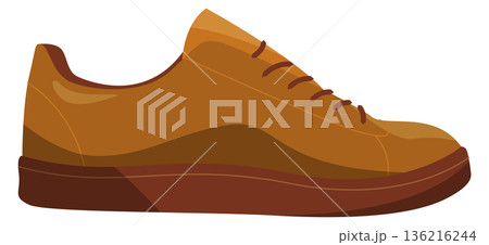 Trainer shoe side view. Athletic footwear cartoon icon 136216244