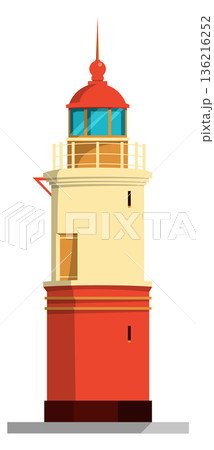 Lighthouse cartoon icon. Marine coast tower navigation Lighthouse cartoon icon. Marine coast tower navigation 136216252