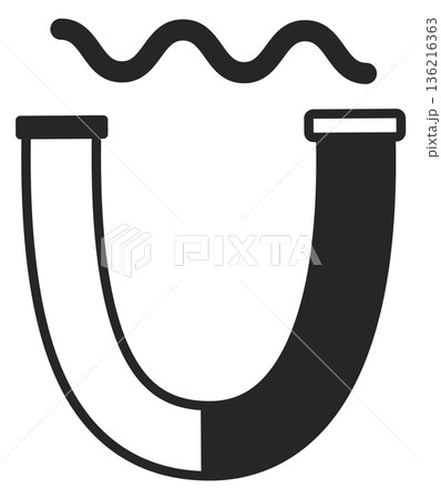 Magnet force black icon. Attractive power symbol Magnet force black icon. Attractive power symbol 136216363