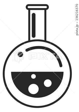 Lab flask black icon. Chemical glass symbol 136216370