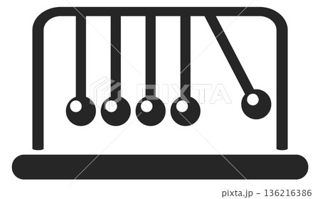 Newton cradle black icon. Balance balls symbol Newton cradle black icon. Balance balls symbol 136216386